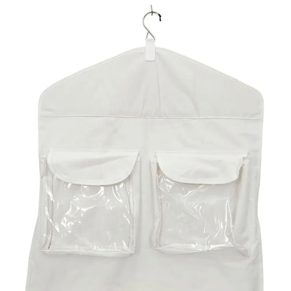 Double Sided Hanging Closet Organizer Storage Bag White 22in x 47in